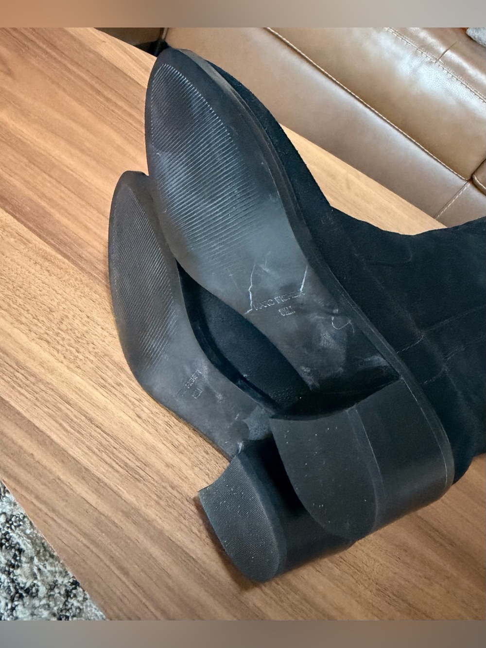 Marc Fisher Kimmee Black Suede Tall Boots Block Heel 8.5M NWOB - Picture 5 of 13